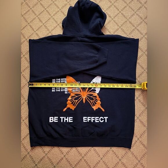 Mayfair The Label Navy Blue BE THE EFFECT hoodie with butterfly OS - Picture 7 of 8